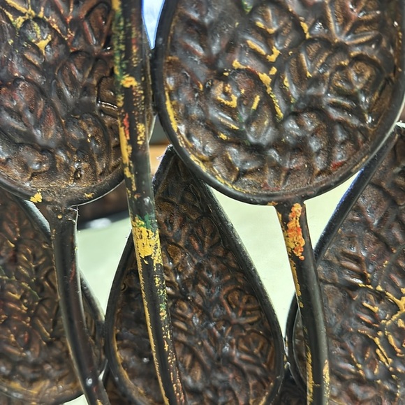 Candle Holder Mid Century Metal Rustic Leaves Sculpture Vintage 18.5" - Picture 6 of 8